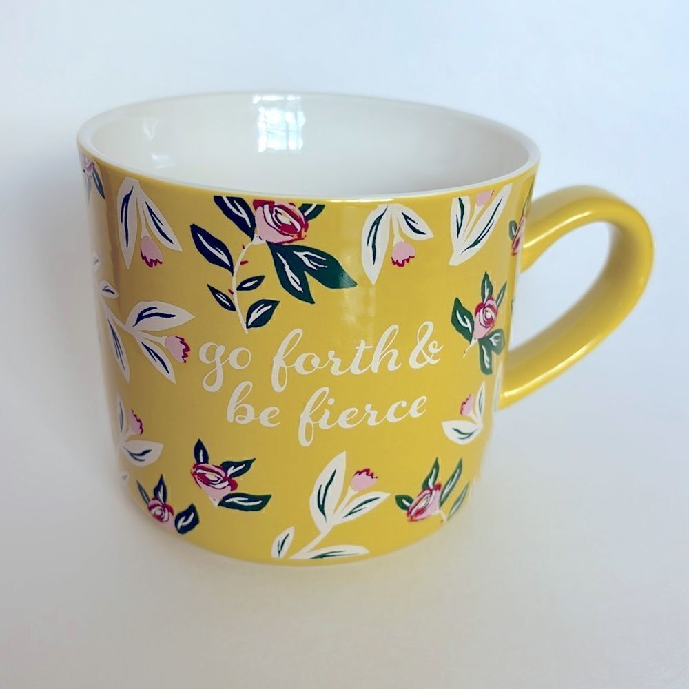 New Opalhouse Go Forth & Be Fierce Coffee Mug Cup Yellow Floral